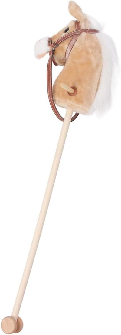 Stokpaard Knuffel - Speelgoedpaard - Actief Spelen - Stabiele Schaatswielen - 97 cm - Geel