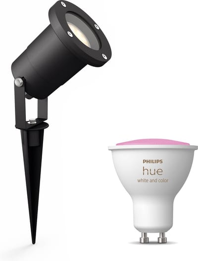 Philips Hue Puled Tuinspot (Zwart) - GU10 - Wit en Gekleurd Licht - Tuinverlichting - Hue White and Color Ambiance