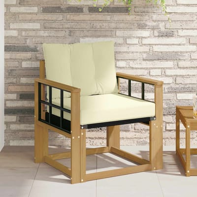 vidaXL - Buitensofa - Massief - Acaciahout - en - Textilene - Wit