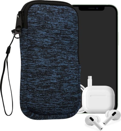 kwmobile telefoontasje universeel geschikt voor XXL - 7" smartphones - 17,7 x 8,5 cm - Hoesje met rits en polslusje -In deep ocean / zwart -