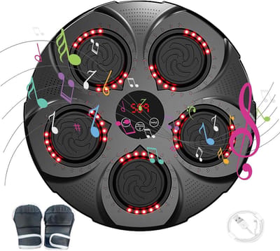 Muziek Bokstrainer - Wand Boksmachine - Thuis Fitness - Draadloze Muziek Integratie - 43 cm - Zwart Rood