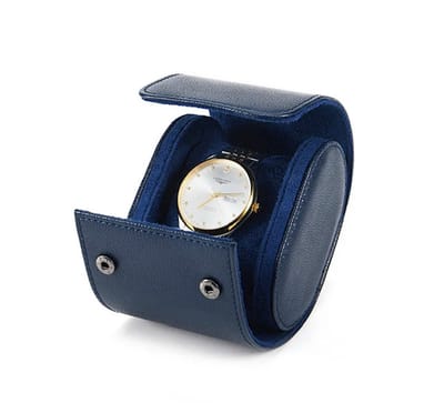 Luxe Horloge Rol 1 Stuk | Horlogedoos | Horloge Etui Leer | Watch Roll | Horloge Houder Sieradendoos | Horloge Opbergdoos Heren | Blauw