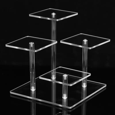 Duidelijke Acryl Display Steunen, 3 Laags en 4 Plateaus voor Sieraden, Desserts en Cosmetica Verzamelingen