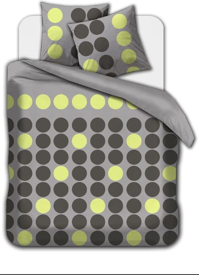 flanel dekbedovertrek - DOTS  groen - Lits-jumeaux - 240x200/220 cm - 2 slopen
