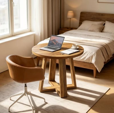Salontafel - Ronde Tafel Voor Overleg En Werken In Kleine Ruimtes - Houtlook MDF - Bruin - 80 x 80 x 75 Cm