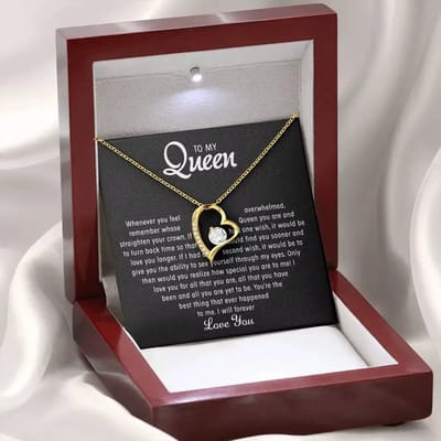 Hartvormige “To My Queen” Ketting voor Vrouwen – Geschenkdoos, Moederdag, Verjaardag, Kerstcadeau, Sieraden voor Mama & Vriendin- Goud