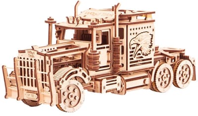 Wood Trick – Modelbouw 3D houten puzzel – Grote Vrachtwagen - Big Rig Truck (WDTK007) – 485 stuks - Geen lijm noch verf nodig!