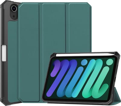 Hoes - Geschikt voor Apple iPad Mini 6 (2021) - 8.3 inch - 6e Generatie - Dun & Stevig - Trifold Bookcase - Hard Cover Case - Met Uitsparing Geschikt voor Apple Pencil - Hardcover Book - Tablet Hoesje - Donkergroen