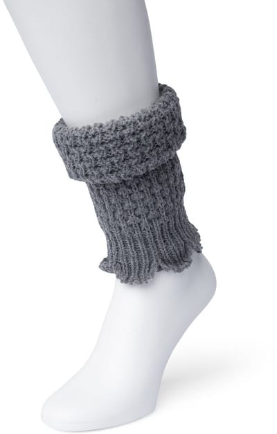 Bonnie Doon Honeycomb Boot Top Dames Grijs - Korte Beenwarmer - Honinggraatmotief - Heerlijk warm - Boven de Laarzen/Wandelschoenen/Sneakers - Warme Enkels - Wol - Grof Gebreid - Medium Grey - BN351789.279