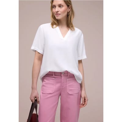 Blouse met gespleten hals en omslag