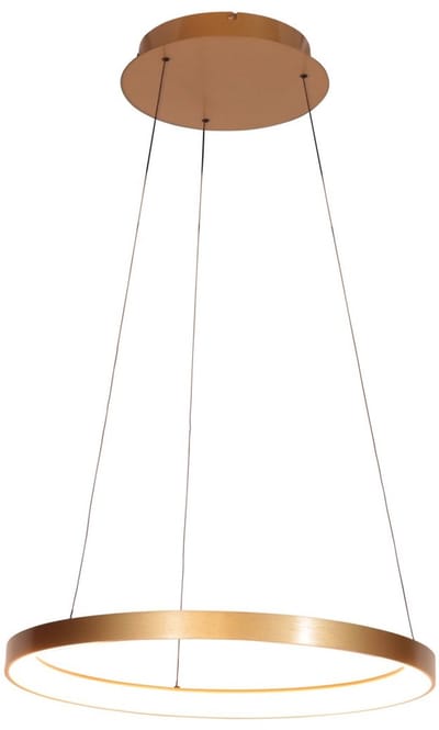 Gouden hanglamp Ringlede 4612GO, modern design van metaal en kunststof, hoogte instelbaar, 57 cm diameter, Steinhauer