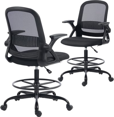HOMCOM Tekenstoel - Mesh (Polyester) - 58x63x126cm - Zwart