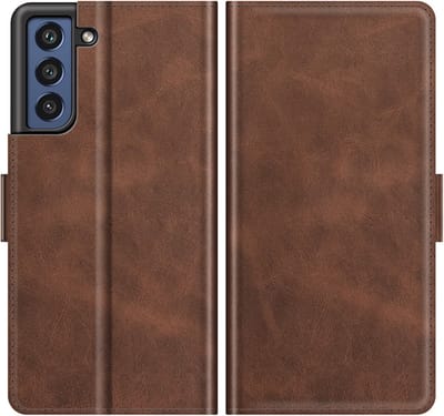 Coverup Hoesje - Geschikt voor Samsung Galaxy S21 FE Hoesje - Coverup Deluxe Book Case - Donkerbruin