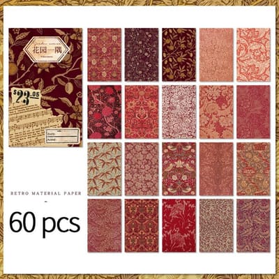60 stuks/doos Vintage Literatuur en Kunst hand tent DIY decoratief basispapier handgemaakt Scrapbooking Junk Journal Benodigdheden brown
