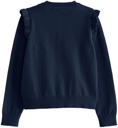 Next - Meisjes - Katoenrijk jersey schoolvest met ruches op de schouders - Blauw