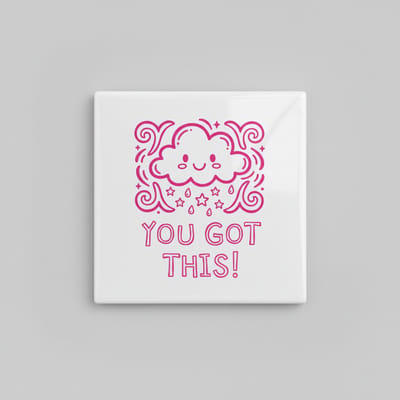 You Got This Tekst Keramische Tegel – Schattige Motiverende Wolk Wanddecoratie – 15 × 15 cm