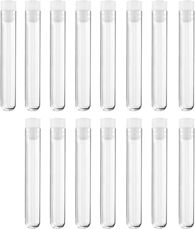 15 stuks 10x1.5cm testbuizen met schroefdop, plastic centrifugebuizen voor laboratoriumexperimenten en chemische analyses