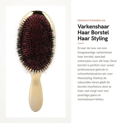 Dailygoods- Varkenshaar Borstel - Antiklit - Voor Dik Haar - Voor Haar Styling - Voor Schoonheidssalon - ABS-handvat, Comfortabel in de Hand - Haarborstel