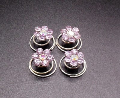 Curlies lichtpaarse bloem 6 blad strass