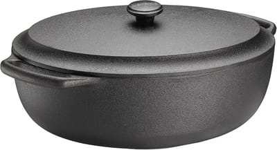 Gietijzeren deksel voor braadpan, zwart, 6 l
