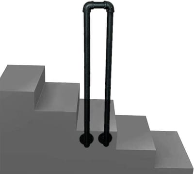 Antislip Leuning - Buitensteunen Trap - Veiligheid Buiten - U-vorm - 90cm - Mat Zwart