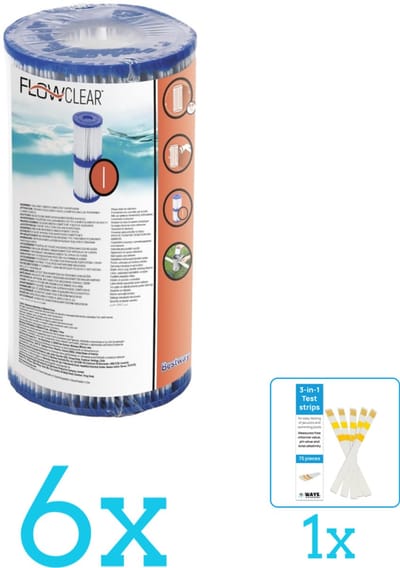Bestway - Flowclear - Filtercartridge Type I - Volumebundel - Filter - 6-delig