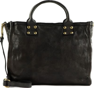 CAMPOMAGGI Leren Schoudertas Handtas Shopping Bag Grigio Donkergrijs