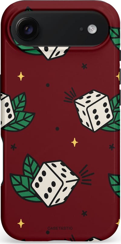 Casetastic hoesje geschikt voor Apple iPhone Air - MagSafe - Dubbellaagse bescherming - Casino zes - Fashion Case - Bordeaux Zwart Donkergroen Lichtgrijs