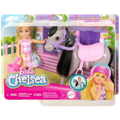 Barbie Chelsea Met Pony - Met roze helm - 15 cm - Minipop - Barbiepop