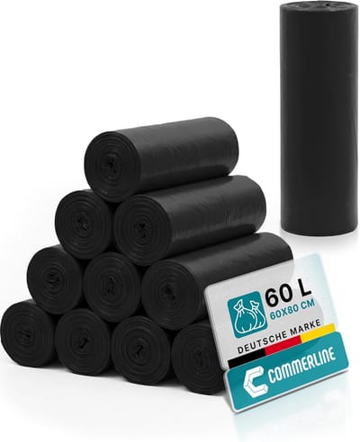 Vuilniszakken 60 liter - Afvalzakken Grote Rol - Huishoudelijk Gebruik - Scheurvast Lekvrij Materiaal - 50 Stuks 80x60cm - Zwart