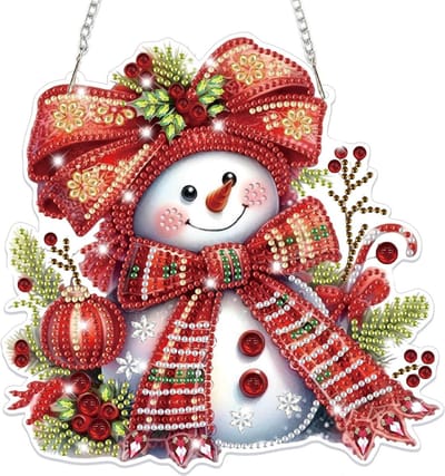 Kerstdecoratie met 5D Diamant Schilderij Hanger, Dubbelzijdige Craft Set voor Volwassenen en Kinderen, Creatieve Versiering voor Deur, Raam en Wand