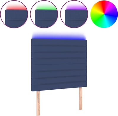 vidaXL - Hoofdbord - LED - 80x5x118/128 - cm - stof - blauw