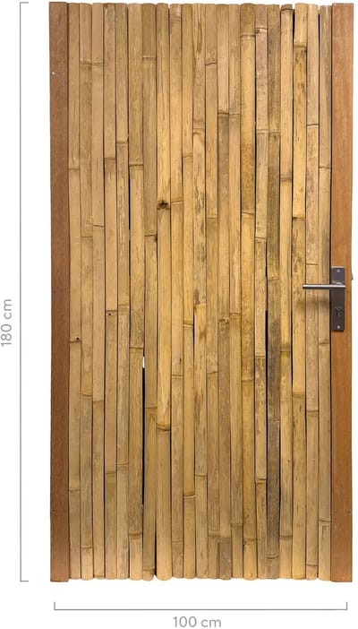 Masters of Bamboo® Bamboe Tuindeur Budget - 100 x 180 cm - Naturel - Rechtsdraaiend - Tuinpoort