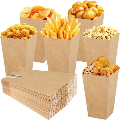 40 Popcornzakken van Kraftpapier en Wit Karton - Deformatie-vrije Snackdozen voor Bruiloften, Filmavonden en Feestjes