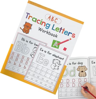 Kinderen Schrijfboek - Oefenboek Letters - Vroeg Leren - Interactieve Tracing - A4 Formaat - Meerkleurig