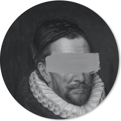 Muismat rond 20x20 cm - Mousepad Portret van Willem I - Adriaen Thomasz - Zwart - Wit - Ronde muismatten