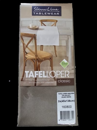 Slimline tafelloper Western Uni Walnut 45 x 138 cm - pak 2 stuks