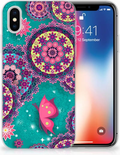 TPU Hoesje voor Apple iPhone X | Xs Hoesje maken Cirkels en Vlinders