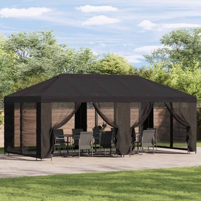 vidaXL - Tuinpaviljoen - 6 - x - 3 - m - Antraciet - Polyester - en - Staal - 190 - gsm