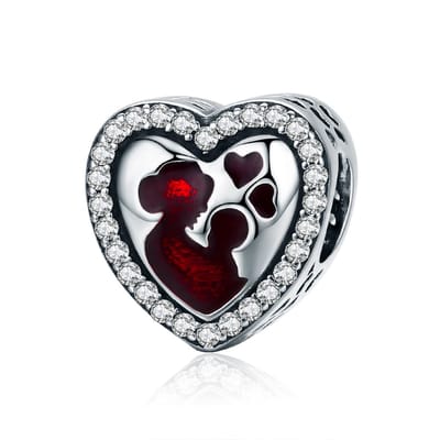 Hart mama kind liefde bedel | bedels voor armband | heart bead | Zilverana | geschikt voor alle bekende merken | 925 zilver