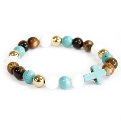 Turquoise Kruis / Koninklijke Kralen - Edelsteen Armband