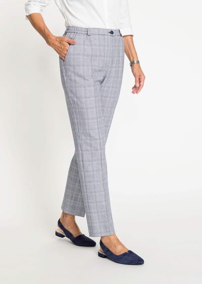 Geruite broek, comfort model - marine / geruit - Gr. 54 van Goldner Fashion