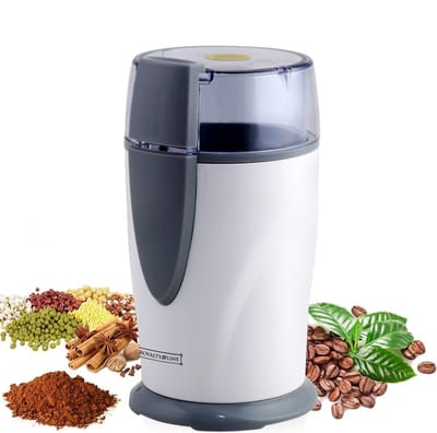 Royalty Line® CG150 Elektrische koffiemolen - One touch Bediening - 50gr. Koffiebonen Maler - Kruidenmolen - BPA vrij - Coffee Grinder - 150W - Wit