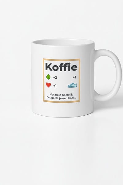 Koffie Boost Pixel Art Mok - Originele Koffiemok voor de Koffie Liefhebber
