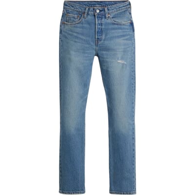 Levis 501-jeans met 5 zakken en rechte pijpen voor dames (Historisch blauw)