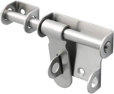 Veilige Deurslot Schuifpoortgrendel 12CM met Hangslotopening voor Deuren, Ramen en Kasten - RVS Geborsteld Afwerking, Ideaal voor Tuinen en Schuren