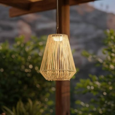 Lindby - Solar buitenverlichting- met dimmer - 1licht - Metaal, polyester, kunststof - H: 40 cm - beige, zwart - Inclusief lichtbron