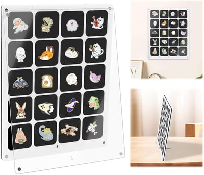 Pin Display Kast 20 Vakken - Acryl Broche Houder met UV-Bescherming en Standaard