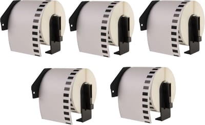 Label Tape Geschikt voor Brother DK-22205 | 62 mm x 30,48 m | Zwart op Wit - 5 stuks - Geschikt voor: QL-500 QL-550 QL-560 QL-570 QL-580N QL-650TD QL-1050N QL-1060N QL-700 QL-710W QL-720NW QL-800 QL-810W QL-820NW TD-2130N QL-600 QL-1100 QL-1110