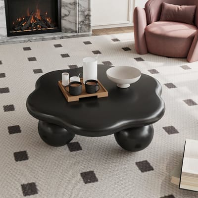 Salontafel - 80 cm - Wolkvormig Design met Sferische Poten - Modern Minimalistisch Space Saving Tafel - Kunststof - Zwart